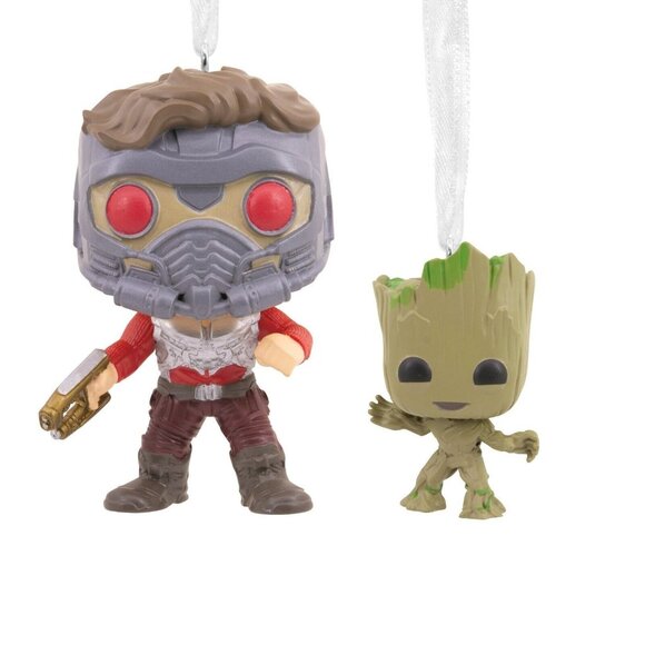 Hallmark Funko Pop! Marvel Starlord and Groot Decorative Christmas Ornament Set - Picture 1 of 11